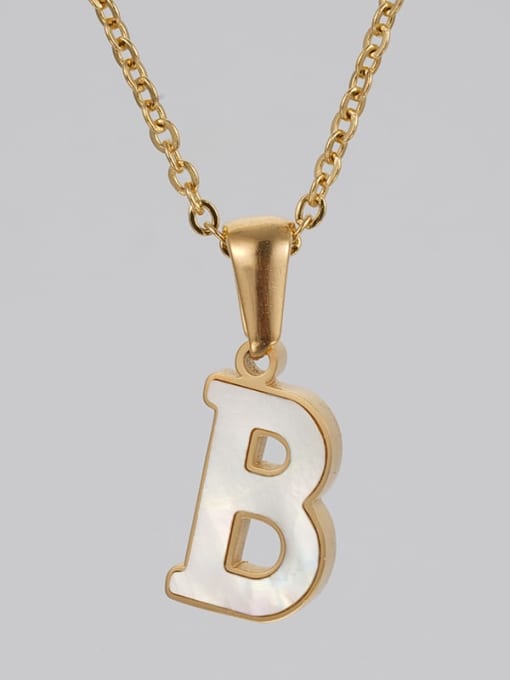 Single letter B Stainless steel Shell Letter Minimalist Letter Pendant (with out chain)