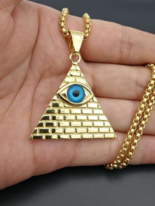 HI HOP Titanium Eye Triangle Hip Hop Necklace For Men 1