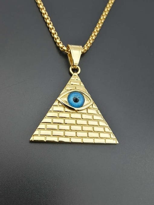 HI HOP Titanium Eye Triangle Hip Hop Necklace For Men 2