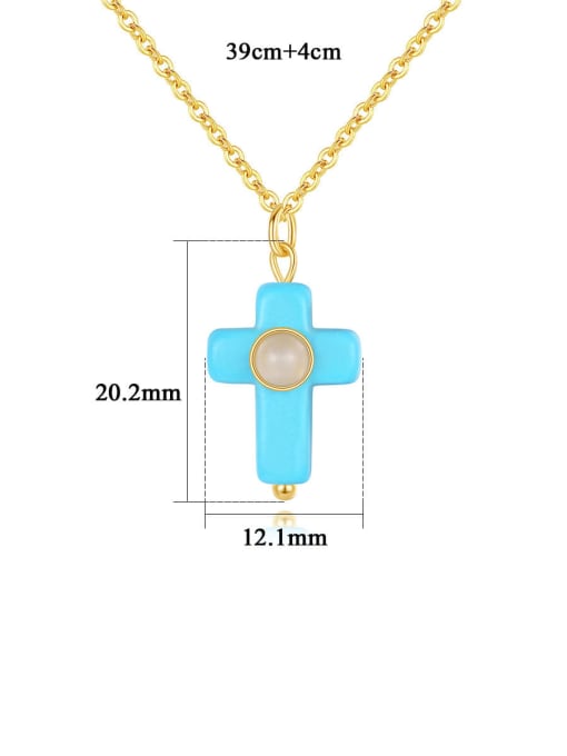 Teem Men Stainless steel Natural Stone Cross Trend Necklace 2