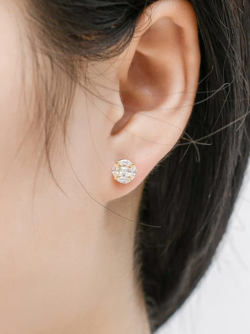 MAHA 925 Sterling Silver Cubic Zirconia Round Hip Hop Stud Earring 1