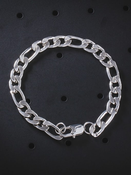 WOLF Titanium Steel Geometric Hip Hop Link Bracelet 0