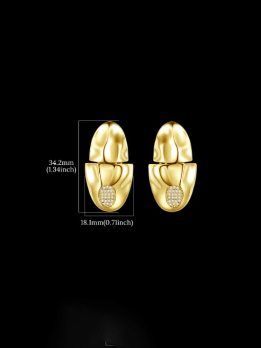 Teem Men Brass Cubic Zirconia Geometric Hip Hop Stud Earring 1