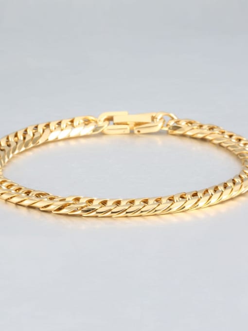 Gold (0.9CM wide) Titanium Geometric Minimalist Link Bracelet