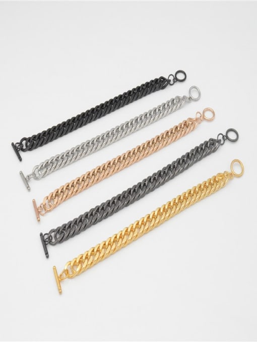 Ke Hong Titanium Steel Geometric Hip Hop Link Bracelet 0