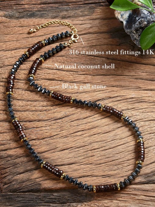  Stainless steel Natural Stone Geometric Bohemia Beaded Necklace 1