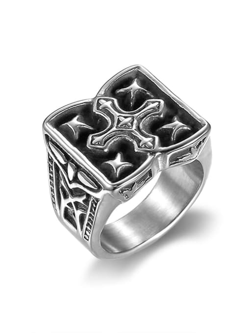Mr.Leo Stainless steel Cross Vintage Band Ring
