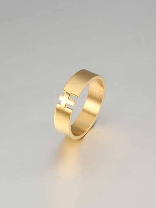 golden Titanium  Cross Religious Minimalist Band Ring