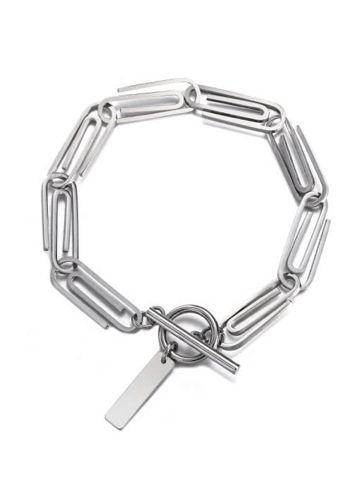 WOLF Titanium Steel Geometric Hip Hop Link Bracelet