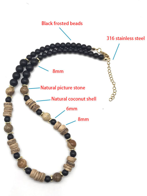 JZ Men's bead Stainless steel Natural Stone Geometric Bohemia handmade Beaded Necklace 4