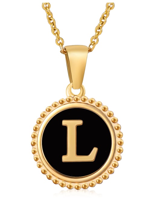 L Stainless steel Acrylic Letter Minimalist Round Pendant Necklace