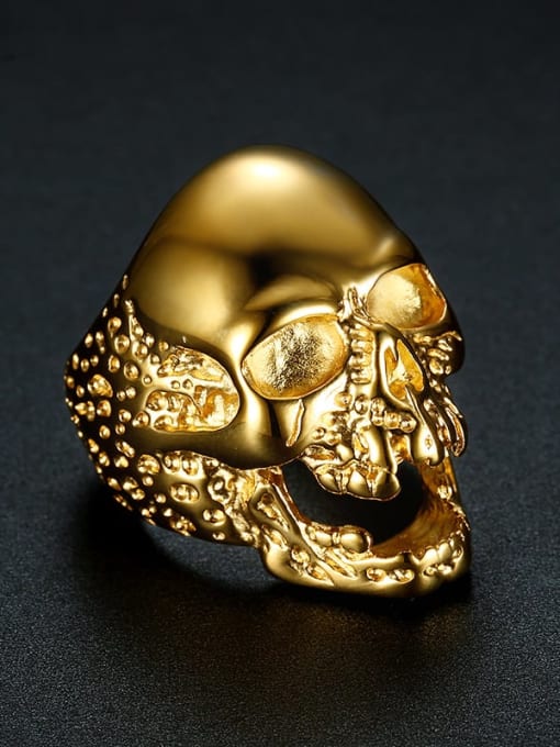golden Stainless steel Skull Vintage Band Ring
