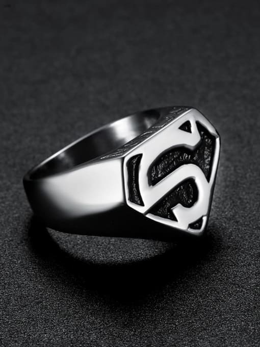 Mr.High Stainless steel  Letter Geometric Vintage Band Ring 3