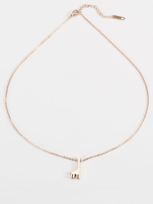 rose gold Titanium Simple Deer  Pendant Necklace
