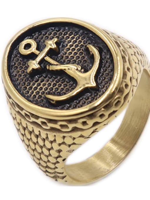 Gold smear Titanium Anchor Vintage Band Ring