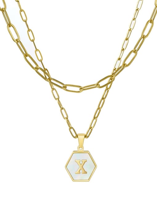 (including chain) x Stainless steel Shell Letter Minimalist Multi Strand Necklace