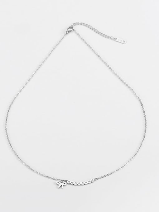 Steel color Titanium Bowknot Minimalist Necklace