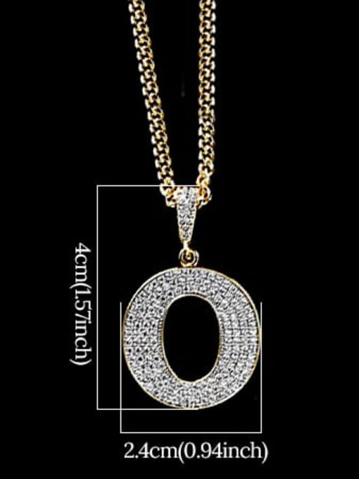 O 24in 60cmT20B15 Brass Cubic Zirconia Letter Hip Hop Initials Necklace