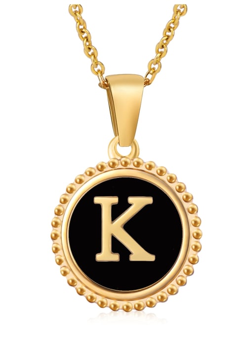 K Stainless steel Acrylic Letter Minimalist Round Pendant Necklace
