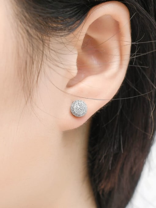 MAHA 925 Sterling Silver Cubic Zirconia Round Dainty Stud Earring 1
