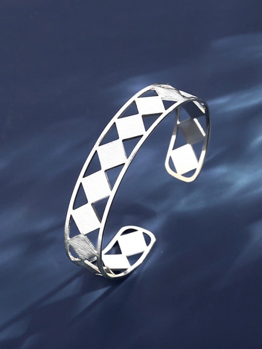 Steel color Stainless steel Geometric Trend Cuff Bangle