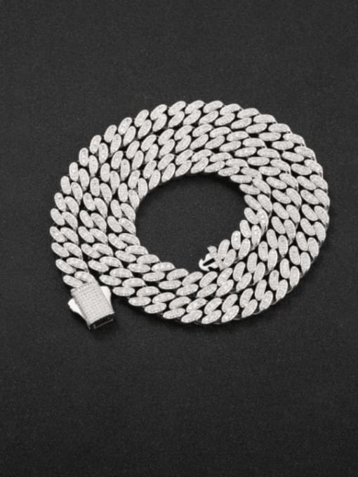 MAHA Brass Cubic Zirconia Hip Hop Geometric  Bracelet and Necklace Set 1