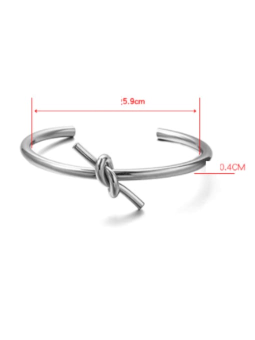 WOLF Titanium Steel Heart Knot Minimalist Cuff Bangle 1