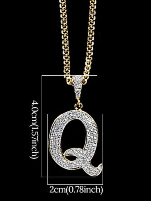 Q 24in 60cmT20B17 Brass Cubic Zirconia Letter Hip Hop Initials Necklace