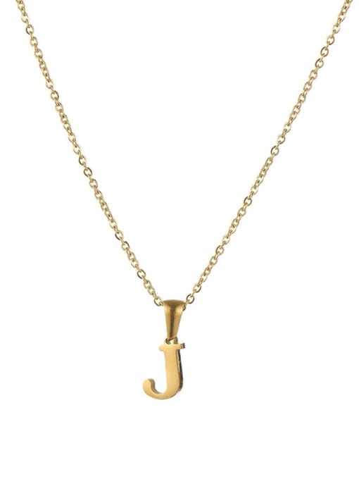 J Stainless steel  Minimalist  Letter EnglishPendant Necklace