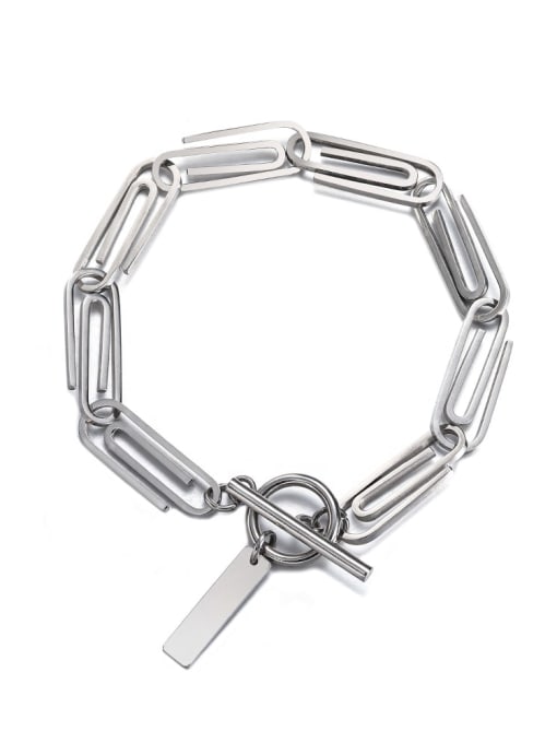 Steel color Titanium Steel Geometric Hip Hop Link Bracelet