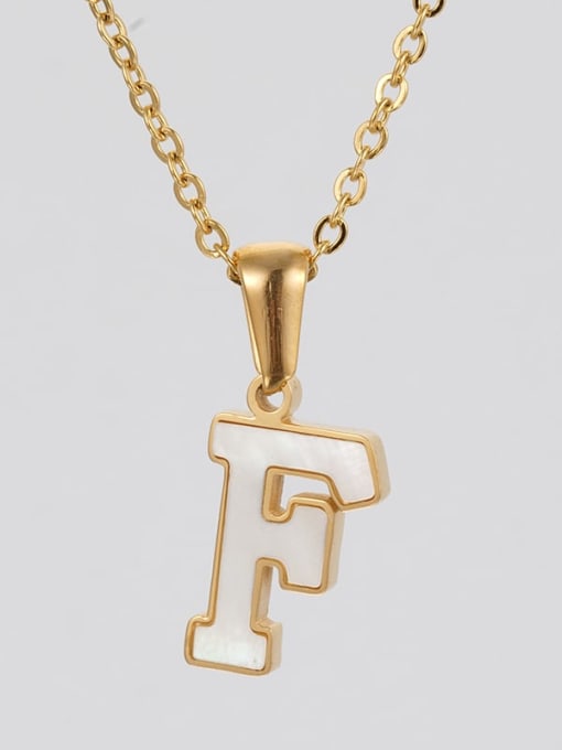 Single letter F Stainless steel Shell Letter Minimalist Letter Pendant (with out chain)