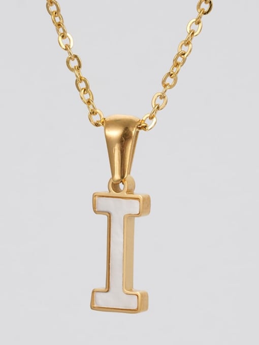 Single letter I Stainless steel Shell Letter Minimalist Letter Pendant (with out chain)