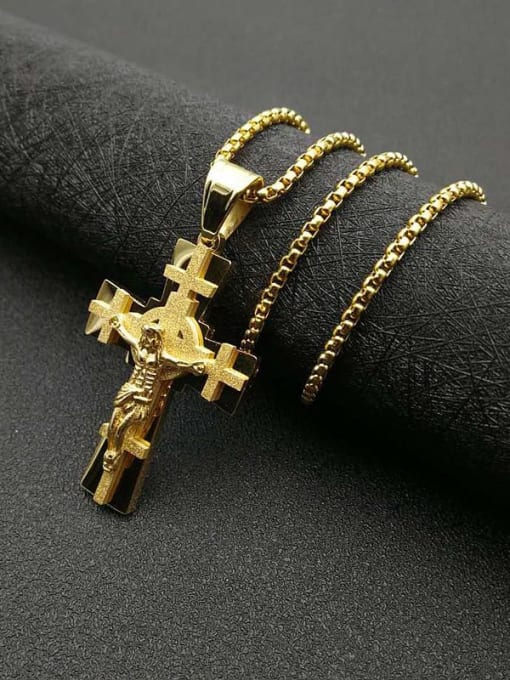 HI HOP Titanium Steel Cross Vintage Regligious Necklace For Men 2