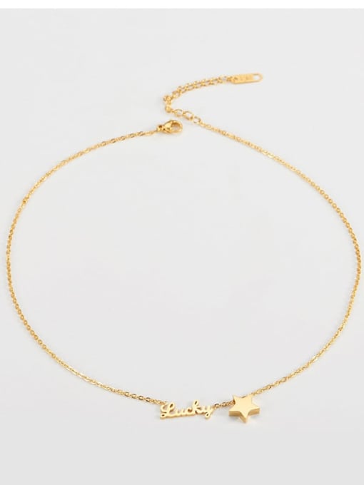 golden Titanium Simple star alphabet necklace