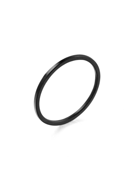 black Titanium Steel Round Minimalist Band Ring
