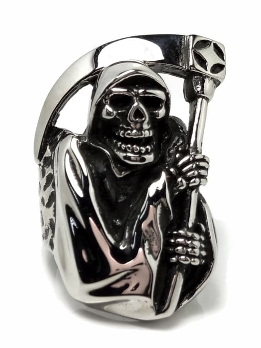 HI HOP Titanium Steel Skull Vintage Band Ring For Men 0