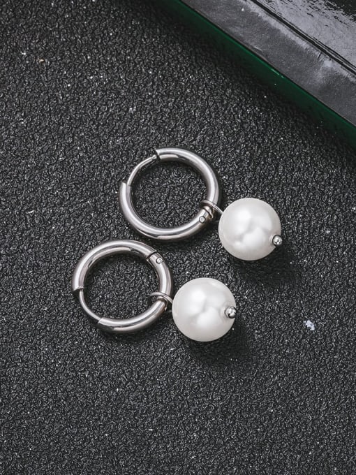 WOLF Titanium Steel Imitation Pearl Geometric Minimalist Single Earring(ONLY ONE) 1
