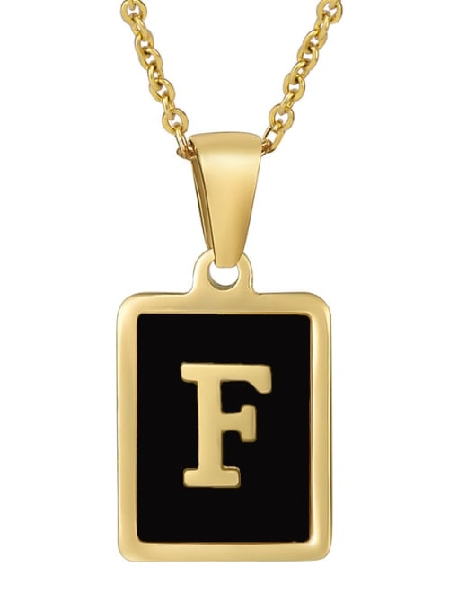 F Stainless steel Enamel Letter Minimalist Square Pendant Necklace