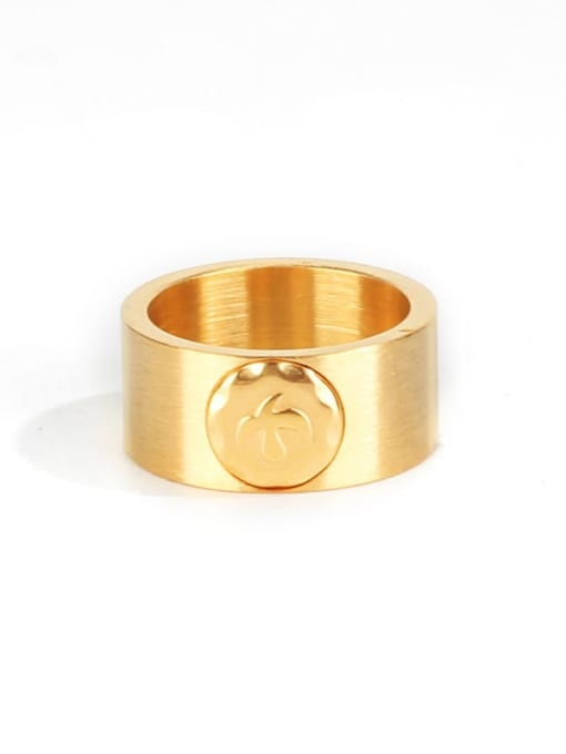 Gold (size 9) Titanium Steel Geometric Ethnic Band Ring