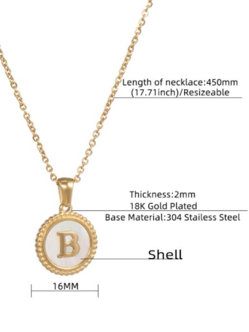 ZXIN Titanium Steel Shell Letter Minimalist Round Pendant Necklace 2
