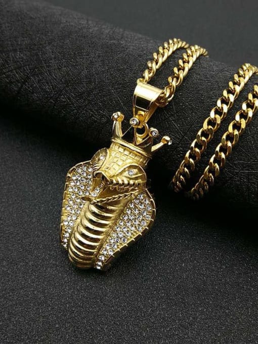 Gold Necklace Titanium Rhinestone Snake Hip Hop Necklace For Men