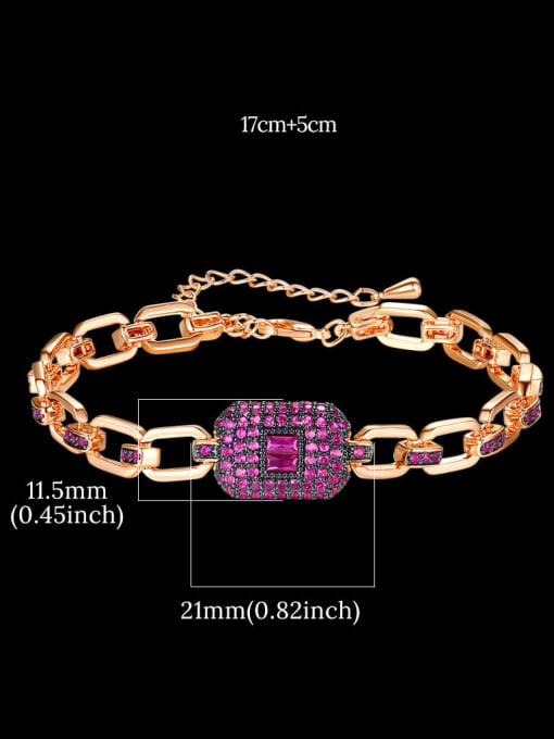 Teem Men Brass Cubic Zirconia Geometric Dainty Link Bracelet 2