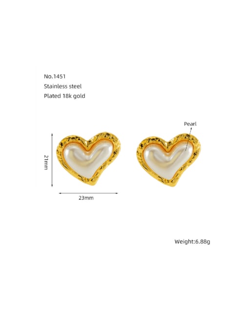 ZXIN Stainless steel Imitation Pearl Heart Minimalist Stud Earring 1