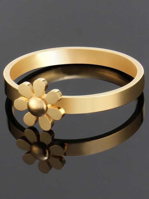 golden Titanium Minimalist smooth flower band  Ring
