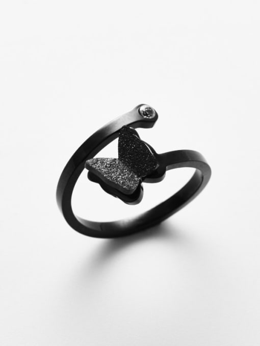 black Titanium Butterfly Minimalist Band Ring
