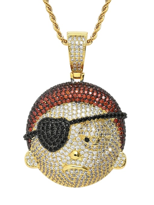 MAHA Brass Cubic Zirconia Rick And Morty Hip Hop Necklace 0
