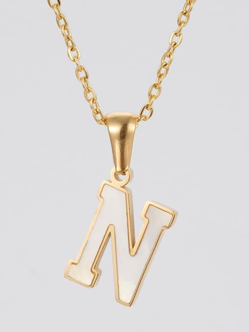Single letter N Stainless steel Shell Letter Minimalist Letter Pendant (with out chain)