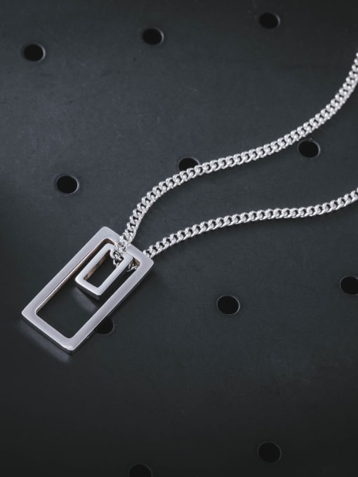 WOLF Titanium Steel Geometric Minimalist Long Strand Necklace 3