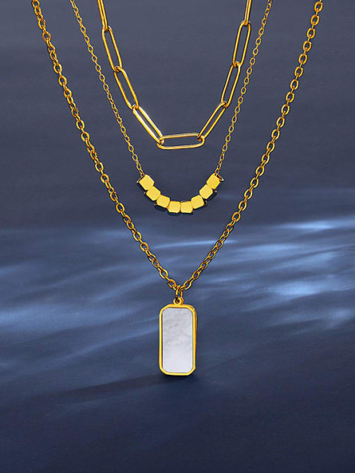 18K Gold Stainless steel Shell Geometric Trend Multi Strand Necklace