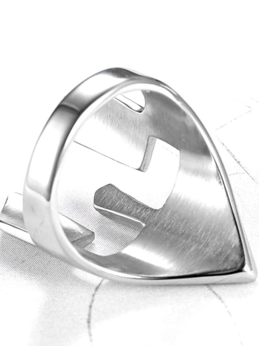 Mr.Leo Stainless steel Mask Geometric Vintage Band Ring 2